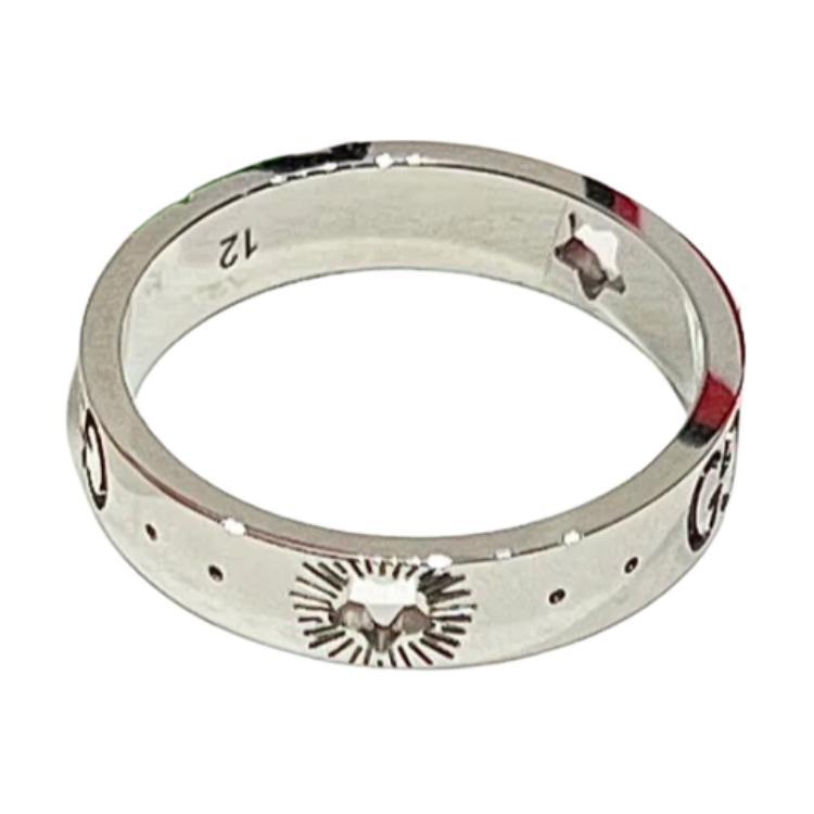 GUCCI Icon Star Ring 18K White Gold Unisex Classic 18K Gold Jewelry 607339-J8502-9000 圖 3