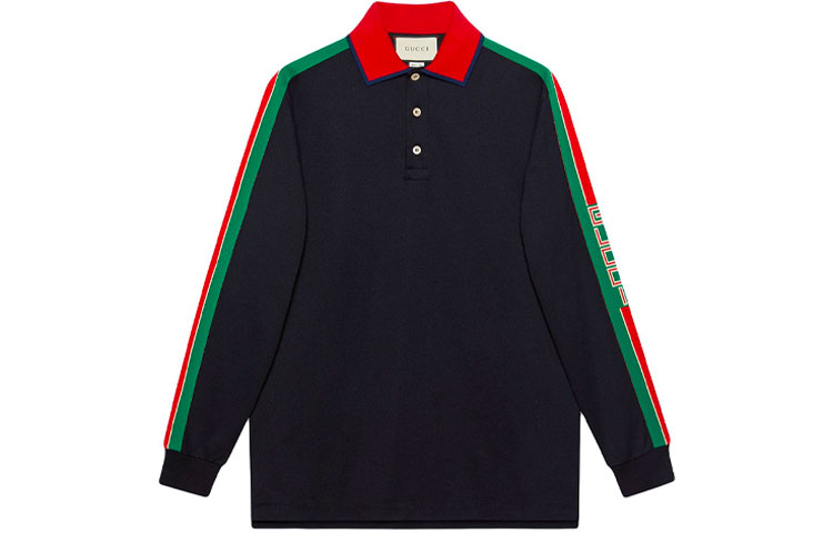 Gucci Iconic Stripe Long Sleeve Polo Shirt Black 545784-XJAG4-1004