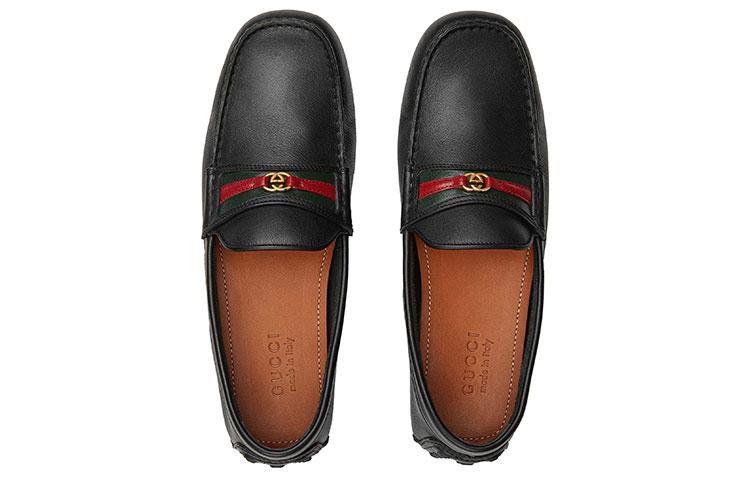 Shop Gucci Baskets Basses Noires Double G Interlock Casual 648039-1XH30-1094