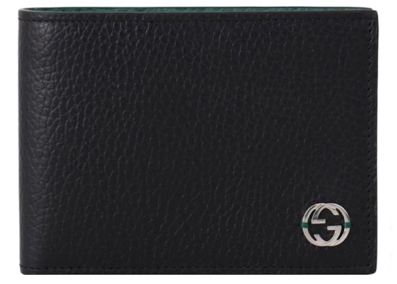 Gucci Interlocked GG Bifold Wallet 6 Card Slot Black/Green