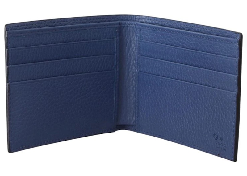 Lookbook グッチ GGインターロッキング 二つ折り財布 (黒/青)
