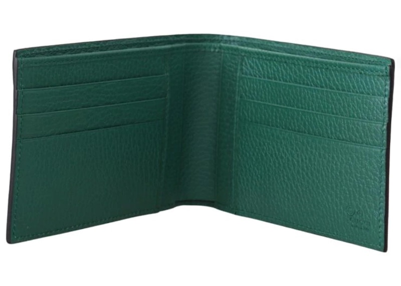 Gucci Interlocked GG Bifold Wallet 6 Card Slot Black/Green 圖 3