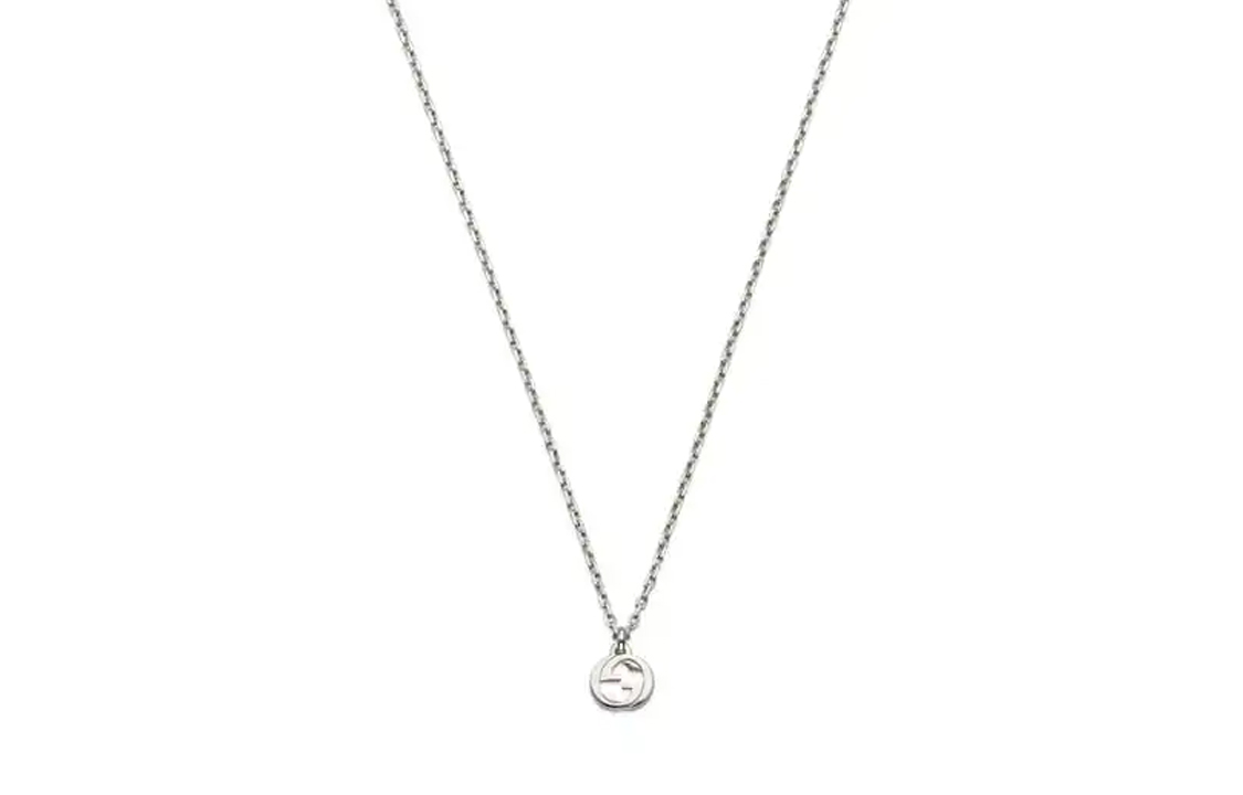 GUCCI Interlocking 925 Silver Necklace Unisex Couple Design - Silver 796355J8400