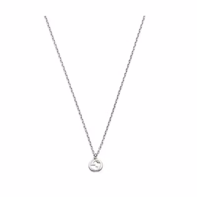 GUCCI Interlocking 925 Silver Necklace Unisex Couple Design - Silver 796355J8400