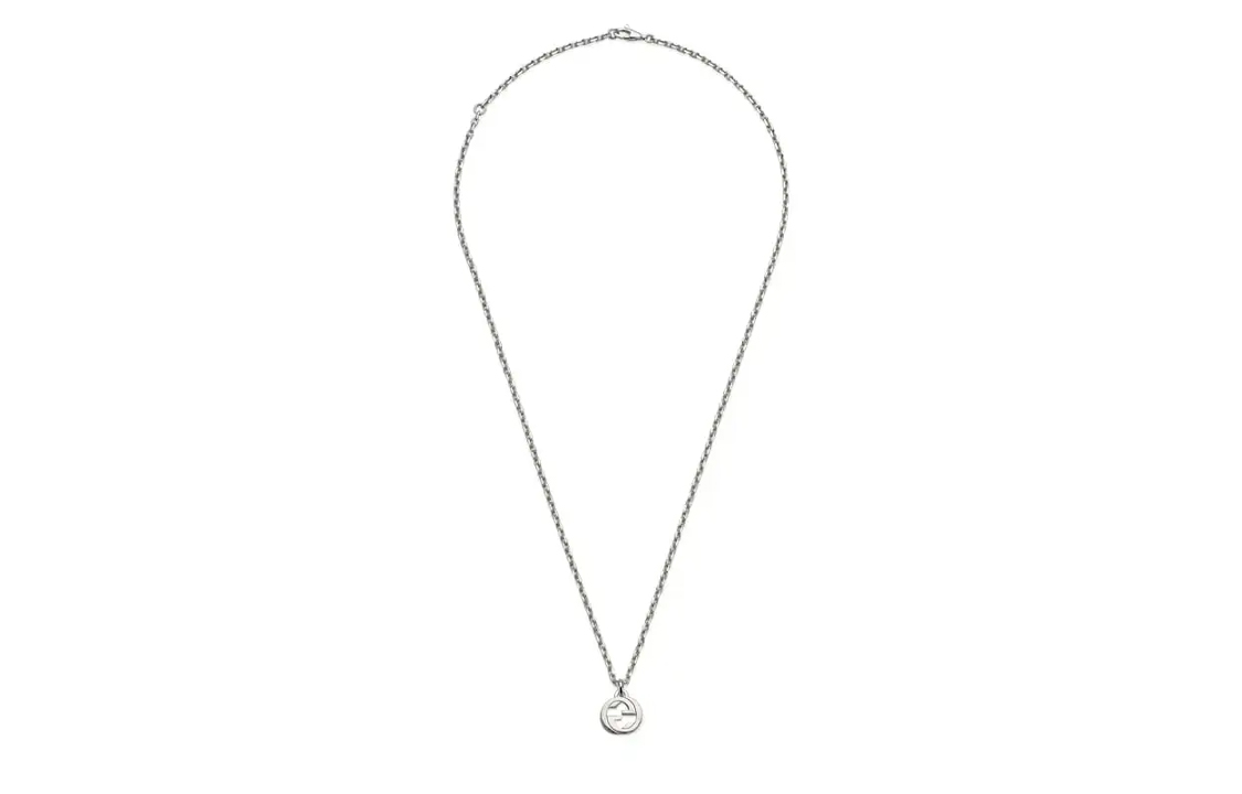 Shop GUCCI Interlocking 925 Silver Necklace Unisex Couple Design - Silver 796355J8400