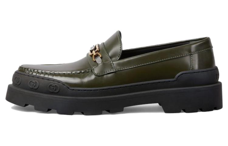 Gucci Interlocking 'Green Leather Loafer' 761519-17X00-3346