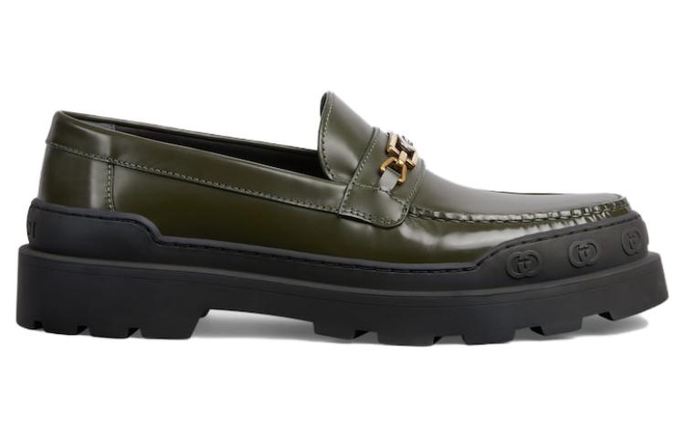 Order Gucci Interlocking 'Mocasín de Cuero Verde' 761519-17X00-3346