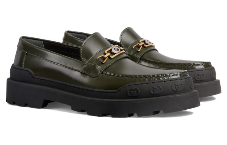Lookbook Gucci Interlocking 'Mocasín de Cuero Verde' 761519-17X00-3346