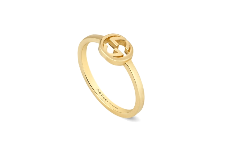 GUCCI Interlocking Double G 18K Gold Ring Unisex Couple Style - Gold. 679115-J8500-8000 圖 2