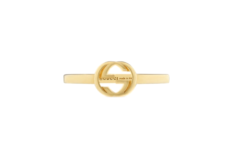 GUCCI Interlocking Double G 18K Gold Ring Unisex Couple Style - Gold. 679115-J8500-8000 圖 3