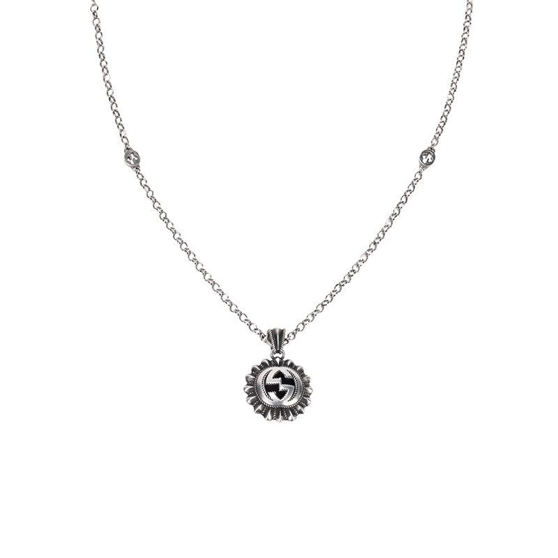 GUCCI Interlocking Double G 925 Silver Necklace  Silver. 728466-J89B0-9515
