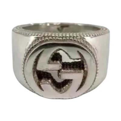 GUCCI Interlocking Double G 925 Silver Ring for Men 479229-J8400-8106