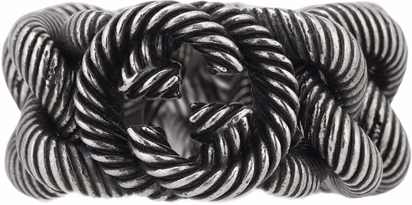 GUCCI 双G交织925纯银戒指 男女情侣款 银色 599740-J8400-0811 Buy GUCCI 双G交织925纯银戒指 男女情侣款 银色 599740-J8400-0811