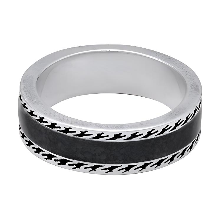 Shop GUCCI 經典雙G 925純銀黑色戒指 情侶款 男女通用款式 YBC645573002