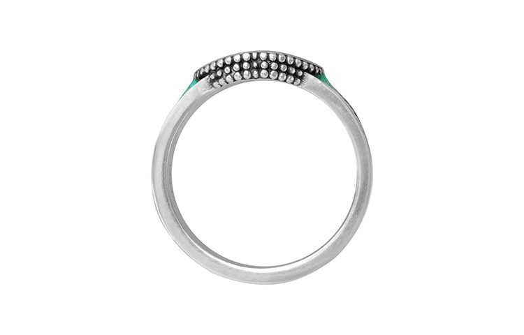 Shop Anillo GUCCI Interlocking Double G 925 Plata Unisex con Piedra Verde/Plata 645572-J8410-8136