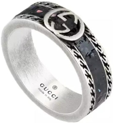 GUCCI Interlocking Double G 925 Silver Ring Unisex Couple Style Black. YBC645573002 Purchase GUCCI Interlocking Double G 925 Silver Ring Unisex Couple Style Black. YBC645573002
