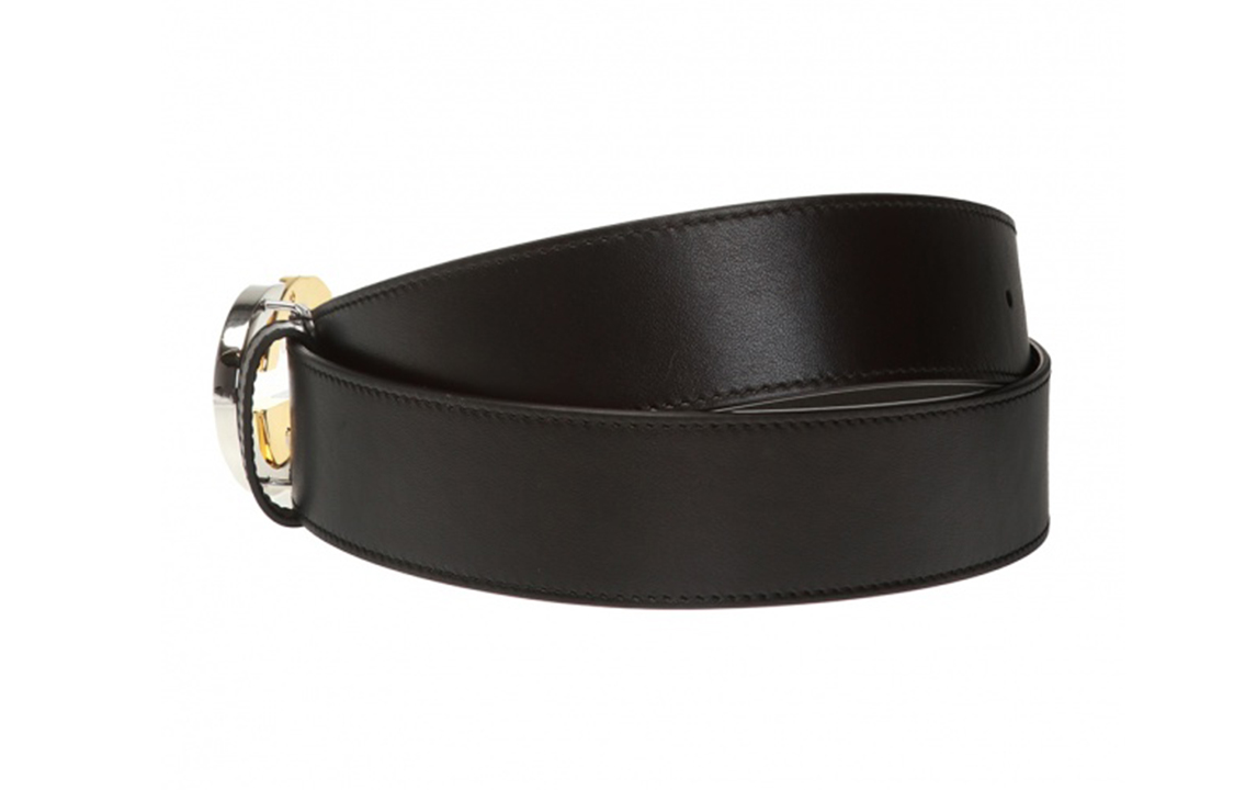 Shop GUCCI Interlocking Double G Black Leather Belt 4cm Width 574808-0YA0X-1000