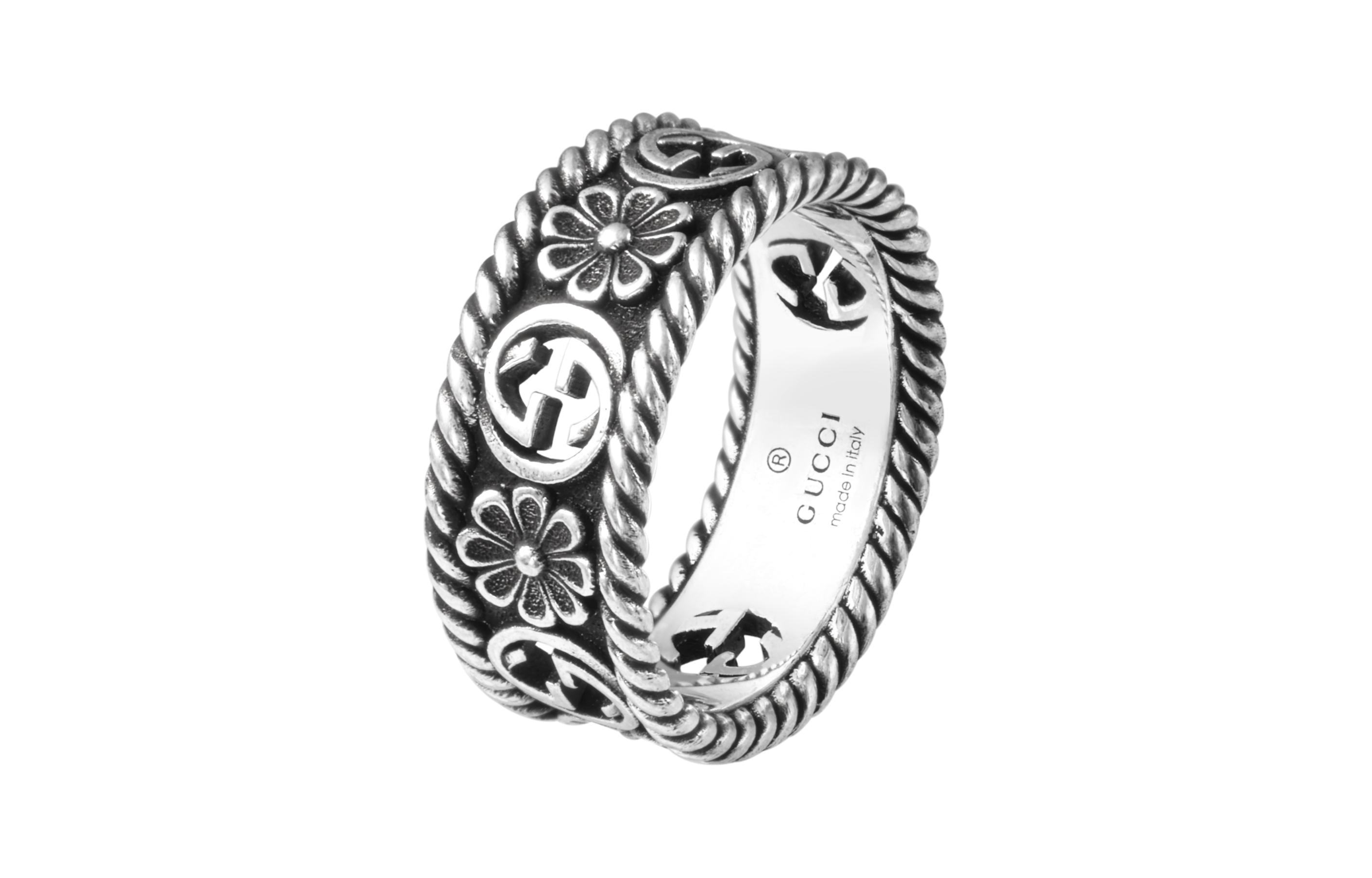 Order GUCCI Cincin Perak Logo Double G Interlocking Perak Sterling 577263-J8400-0811