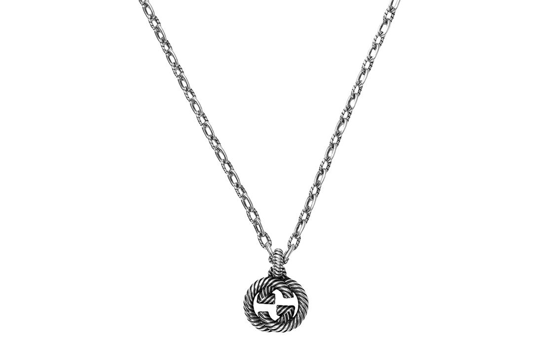 GUCCI Interlocking Double G Sterling Silver Unisex Necklace 604155-J8400-0811