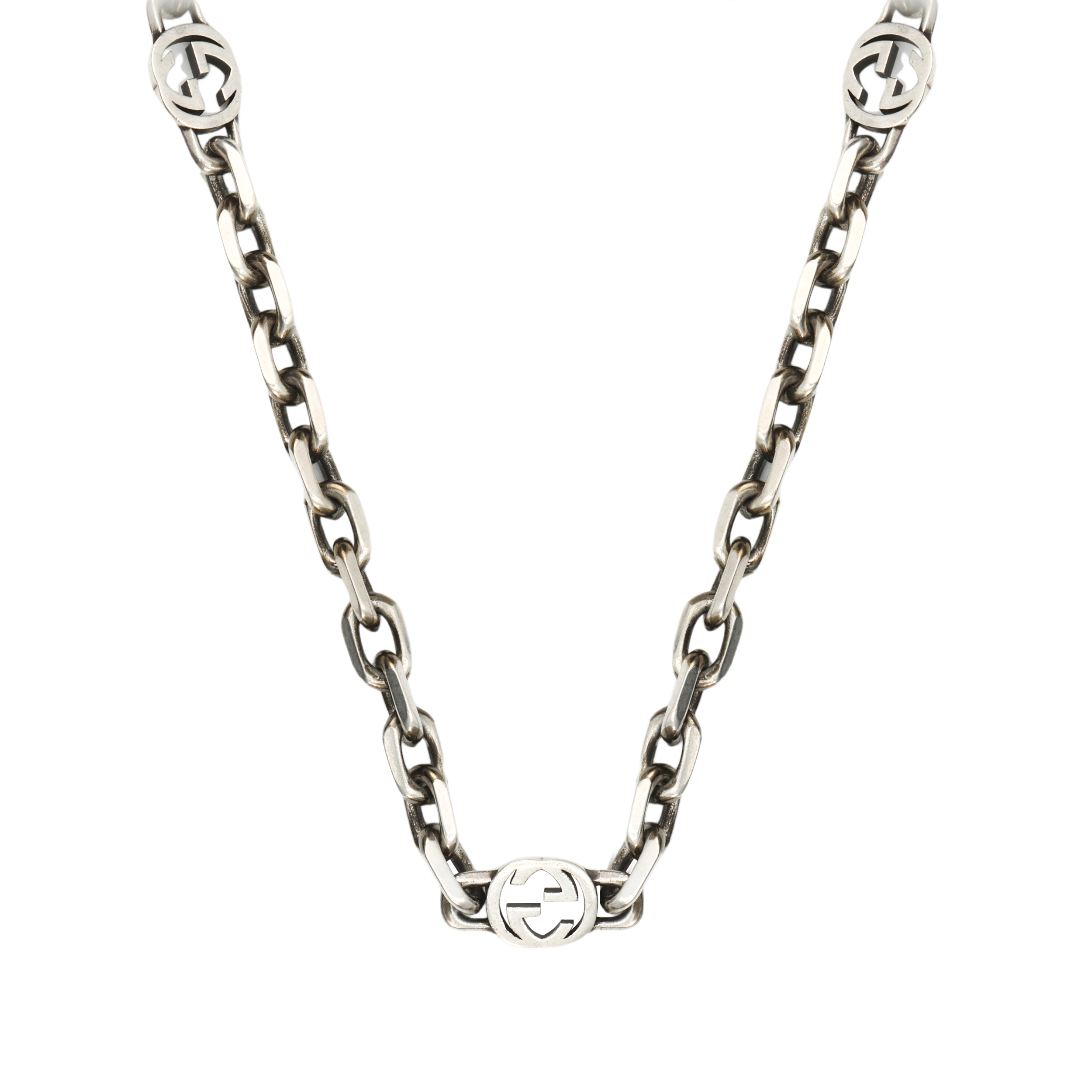 GUCCI Interlocking Double G Vintage 925 Silver Necklace Unisex Fashion. YBB616941001 圖 2
