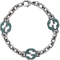 GUCCI Interlocking Enamel Double G 925 Silver Bracelet Unisex Couples Style 656787-J8410-8183 GUCCI Interlocking Enamel Double G 925 Silver Bracelet Unisex Couples Style 656787-J8410-8183
