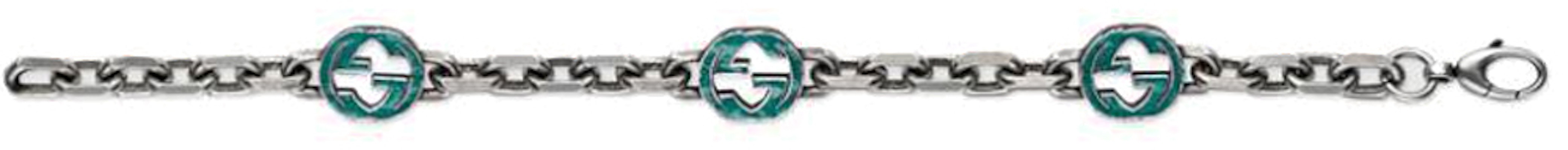 구찌 인터로킹 에나멜 더블 G 925 실버 커플 팔찌 유니섹스 스타일 656787-J8410-8183 Lookbook 구찌 인터로킹 에나멜 더블 G 925 실버 커플 팔찌 유니섹스 스타일 656787-J8410-8183