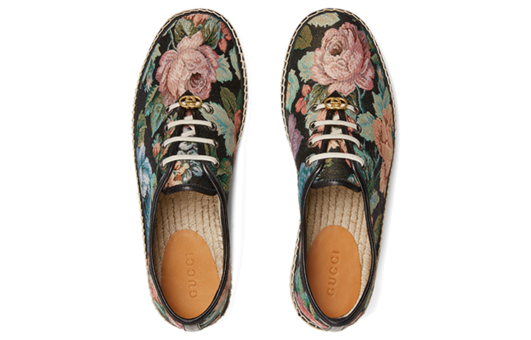 Shop GUCCI 古馳 Interlocking G 英倫簡約休閒漁夫鞋 花卉