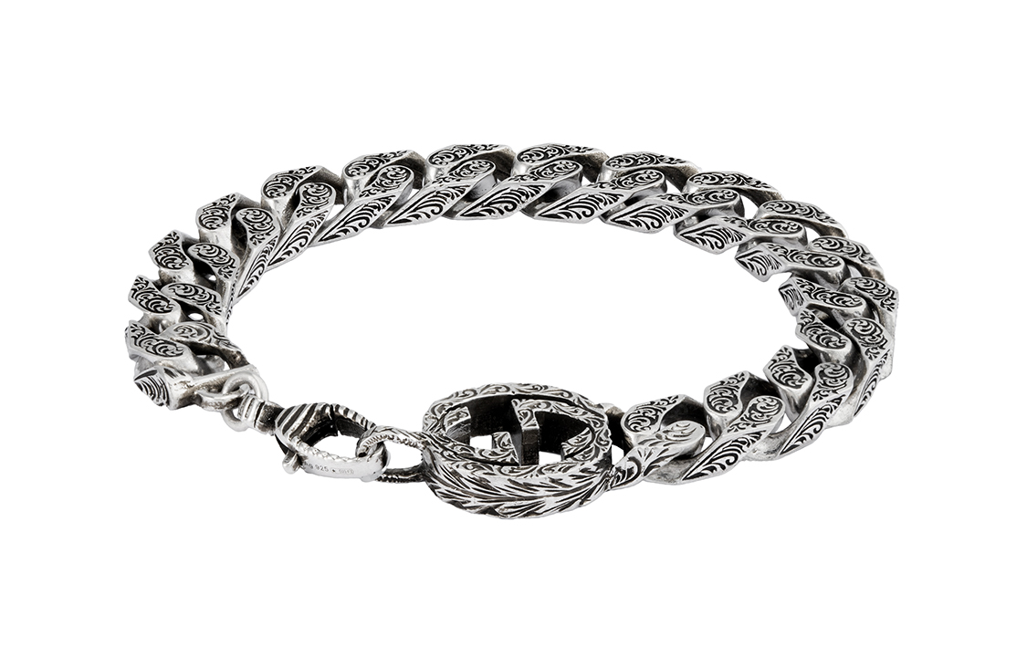 Shop 구찌 인터로킹 G 체인 925 실버 팔찌 - 실버 454285-J8400-0811