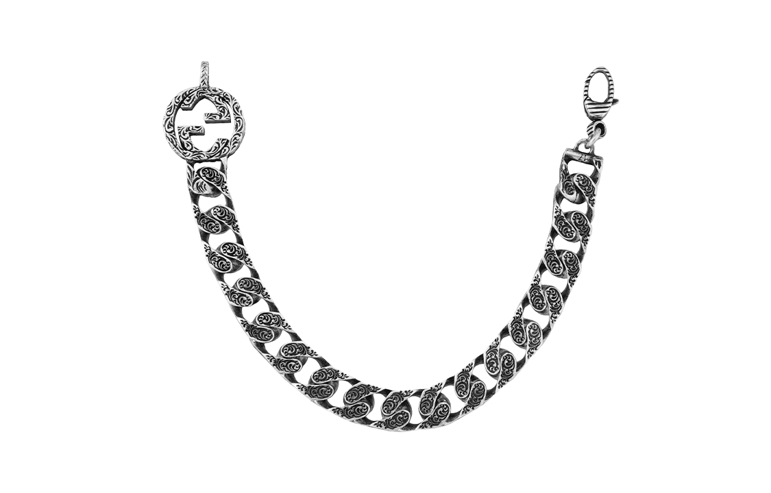 Lookbook 구찌 인터로킹 G 체인 925 실버 팔찌 실버. YBA454285001