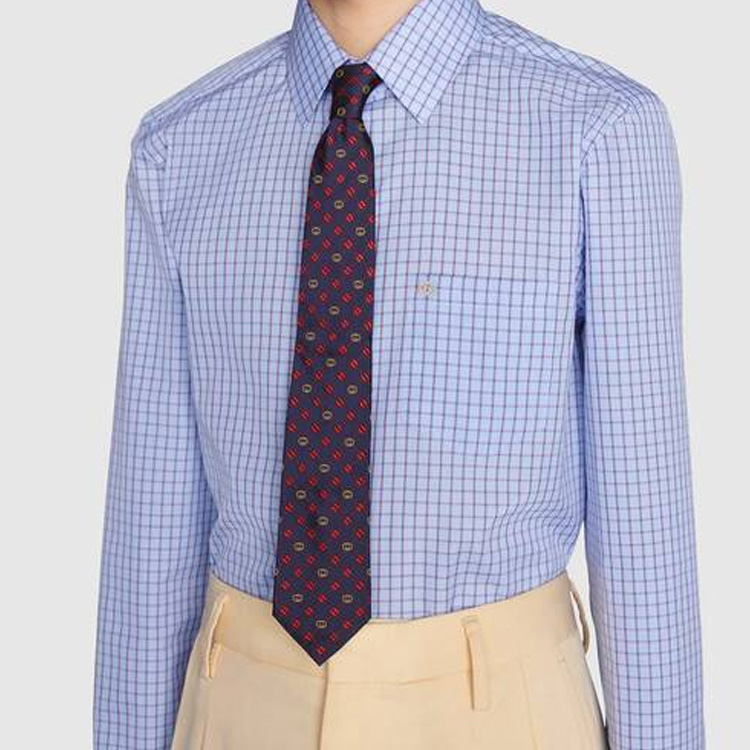 GUCCI Interlocking G Clover Silk Tie Navy/Red 658242-4E002-4074 圖 3