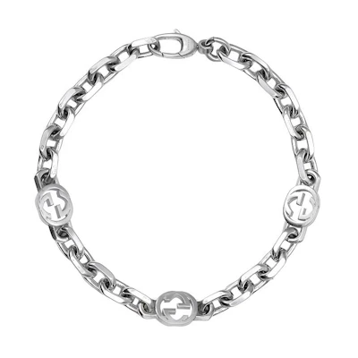 GUCCI Interlocking G Vintage Silver Bracelet Unisex Silver 620798-J8400-0811