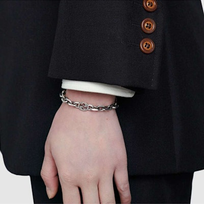 GUCCI Interlocking G Cuban Chain Bracelet 925 Silver Unisex with Gift Bag. 620798-J8400-0811 Details for GUCCI Interlocking G Cuban Chain Bracelet 925 Silver Unisex with Gift Bag. 620798-J8400-0811