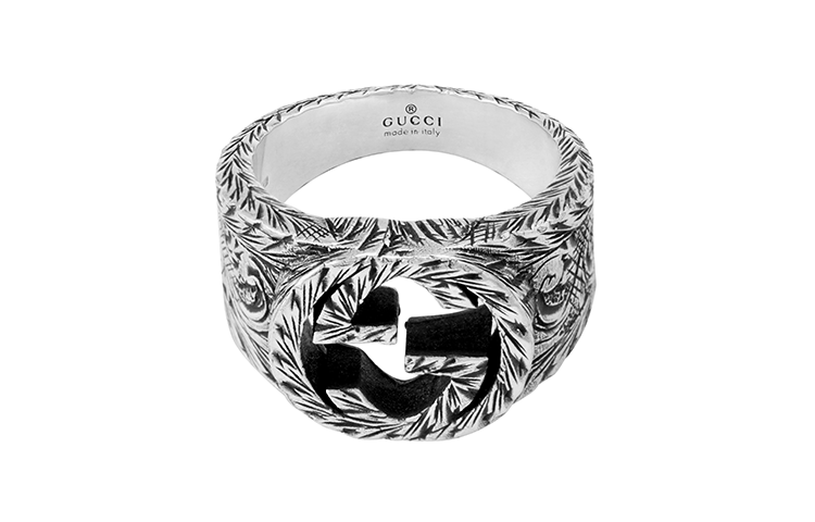 Lookbook 구찌 인터로킹 G 컷아웃 디자인 925 실버 유니섹스 반지 실버색상 455302-J8400-0811