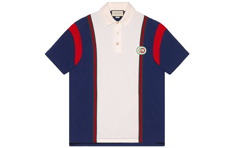 GUCCI Interlocking G Decor Short Sleeve Polo Shirt Blue 560512-XJATW-4594