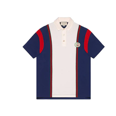 GUCCI Interlocking G Decor Short Sleeve Polo Shirt Blue 560512-XJATW-4594