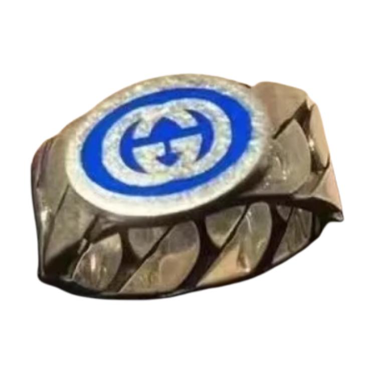 Order GUCCI 交織雙G琺瑯925純銀男士戒指 753490-J8410-8136