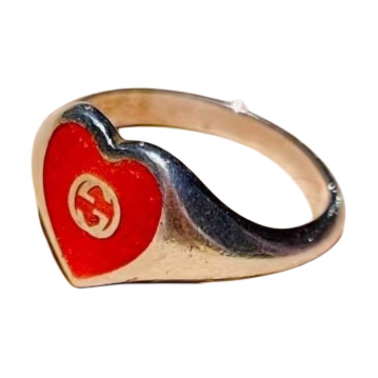 Order 구찌 인터로킹 G 에나멜 하트 실버 반지 레드 925 스털링 유니섹스 645544-J8410-8133