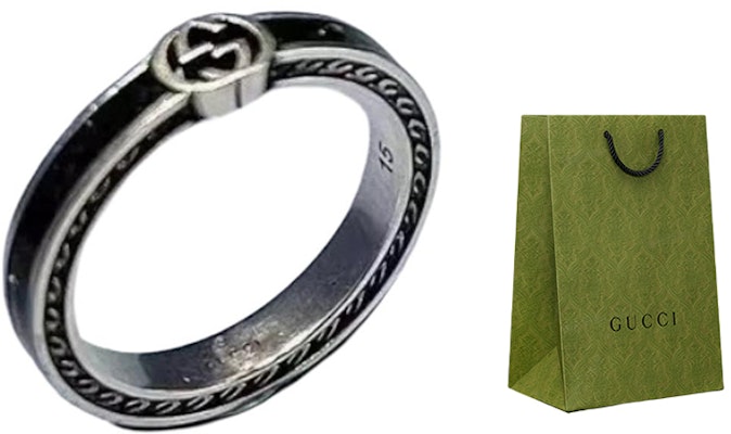GUCCI Interlocking G Enamel Ring Black Unisex Couple Design 701620-J8410-1064 Order GUCCI Interlocking G Enamel Ring Black Unisex Couple Design 701620-J8410-1064