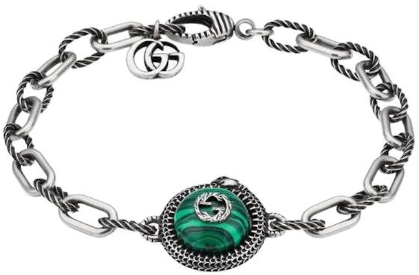 GUCCI Interlocking G Green Resin Gemstone 925 Silver Bracelet for Men. 577429-08349-4404 Buy GUCCI Interlocking G Green Resin Gemstone 925 Silver Bracelet for Men. 577429-08349-4404