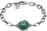Order GUCCI Interlocking G Green Resin Gemstone 925 Silver Bracelet for Men. 577429-08349-4404
