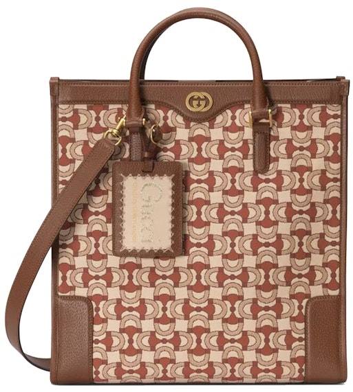 gucci-interlocking-g-horsebit-jacquard-tote-beige-dark-red