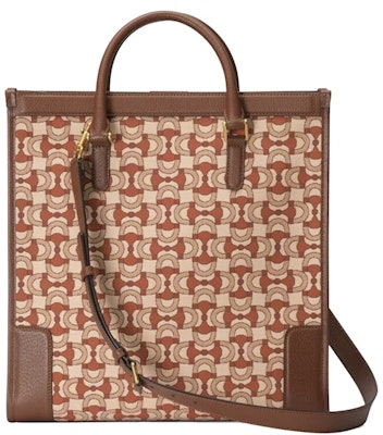 グッチ インターロッキングG ホースビット ジャカード トート ベージュ ダークレッド Lookbook グッチ インターロッキングG ホースビット ジャカード トート ベージュ ダークレッド