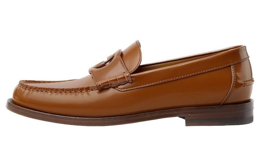 GUCCI Interlocking G Leather Loafers Brown Flats 738470 17X00 2535