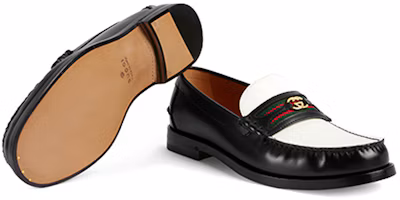 Shop Gucci Sepatu Loafer Interlocking G 'Hitam Putih' 644724-17X20-1079