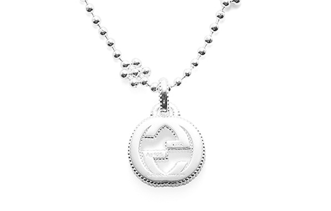 GUCCI Interlocking G Logo 925 Sterling Silver Necklace for Men - Silver. YBB479221001