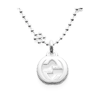 GUCCI Interlocking G Logo 925 Sterling Silver Necklace for Men - Silver. YBB479221001