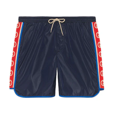 Gucci Interlocking G Logo Striped Shorts Men Deep Blue 577800-XHABJ-4487
