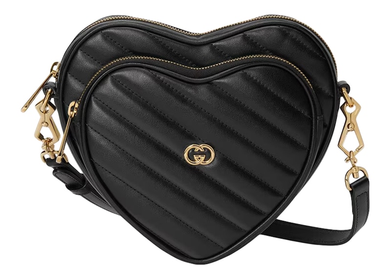 Gucci Interlocking G Mini Heart Shoulder Bag Black