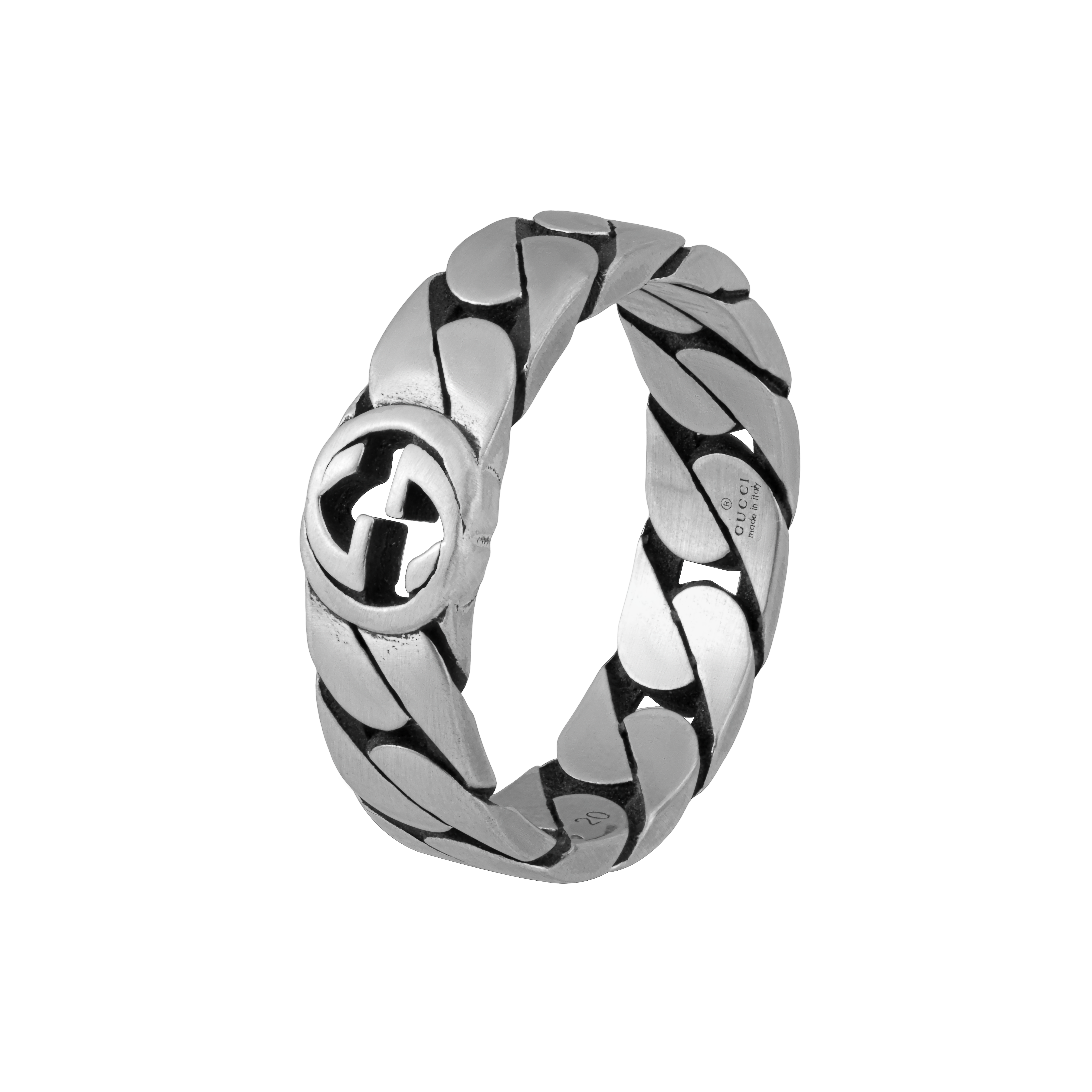 Lookbook 古驰双G标志窄版925银戒指情侣款男女通用饰品 661513-J8400-0728