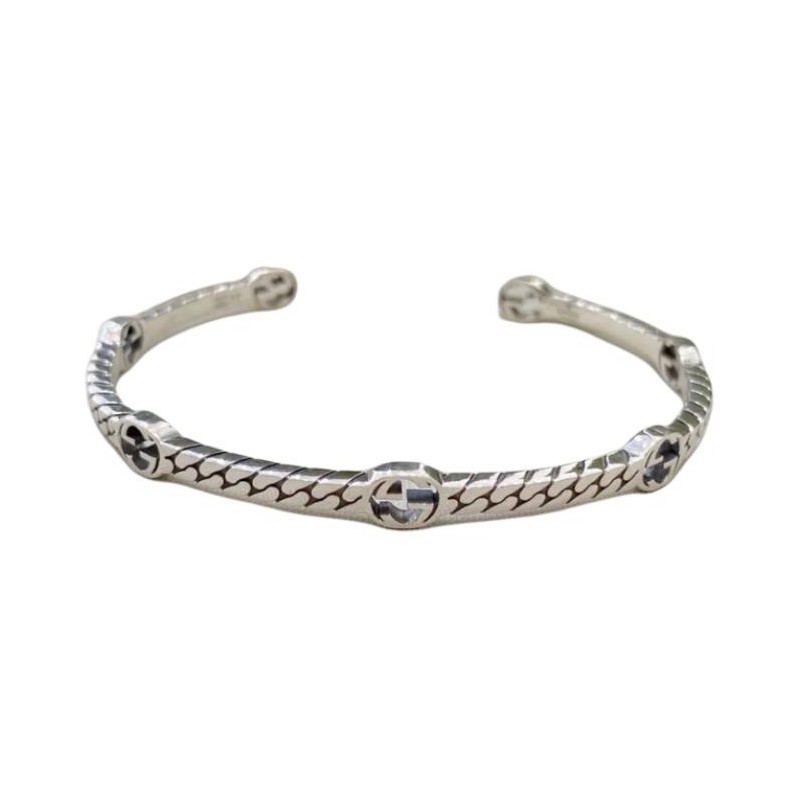 Order 古驰 双G标志开口设计925银手链 情侣款男女通用 661526-J8400-0728